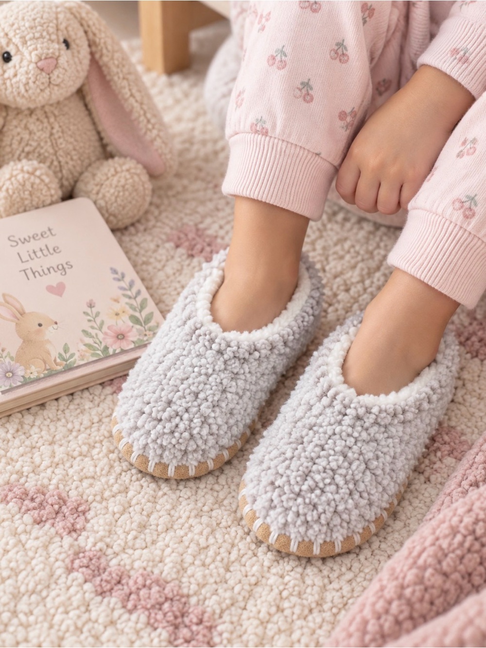 Girl’s NWT Slippers Little Lemon Apres Ski Bootie Gray 12-1 Non-Skid